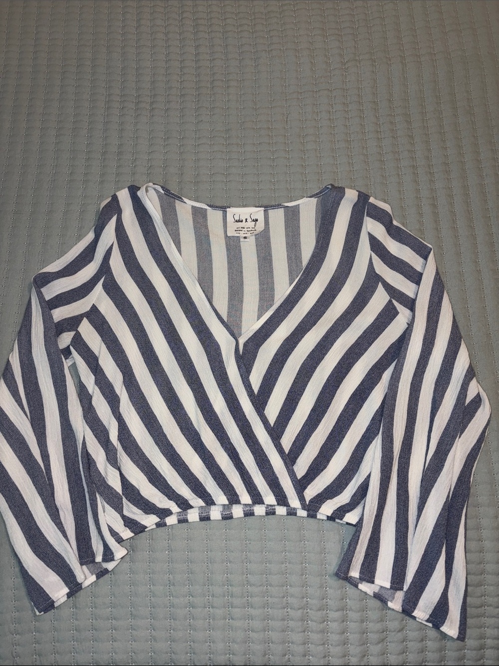 Sadie & Sage Navy and White Striped Wrap Crop Top